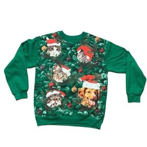 Freeze Green Holiday Sweatshirt ugly Christmas sweater cats dogs